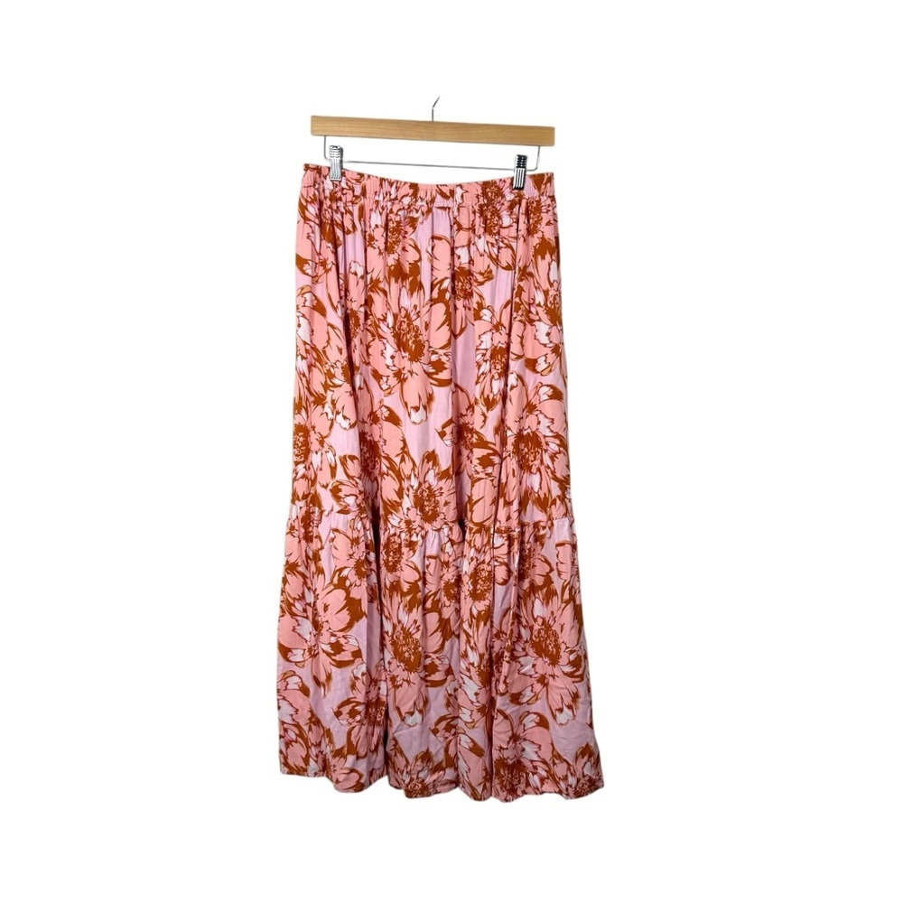 Petal + Pup Womenโs Flowy Floral Maxi Skirt Pink/Purple/Orange Size L